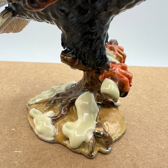 Enamel Eagle Trinket Box Jewel Eyes Magnetic Hinged 4" America Wildlife - Picture 8 of 10